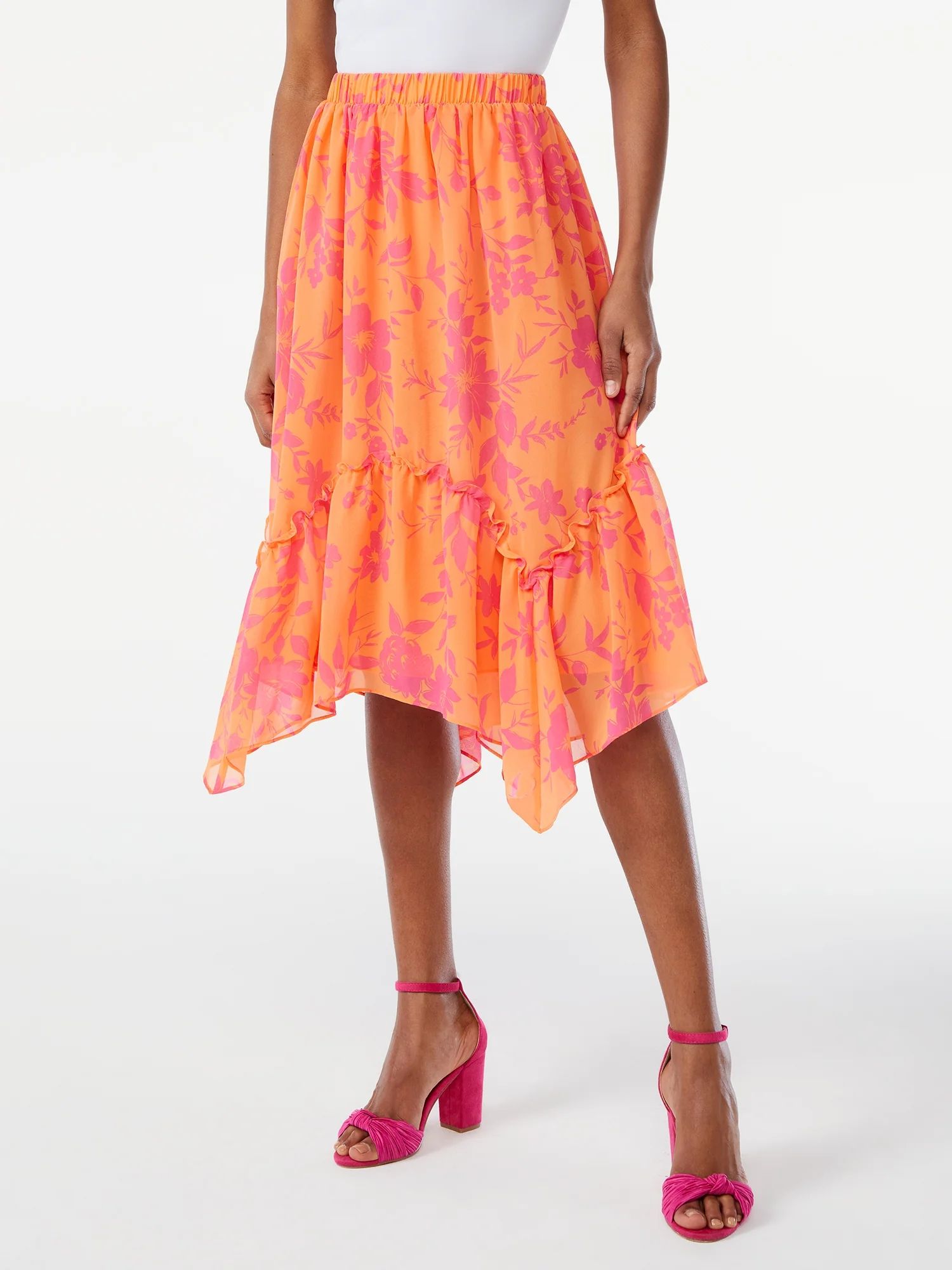 Scoop Women's Ruffle Tiered Midi Skirt | Walmart (US)