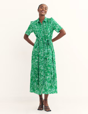 Animal Print Short Sleeve Midi Shirt Dress | Nobody's Child | M&S | Marks & Spencer (UK)