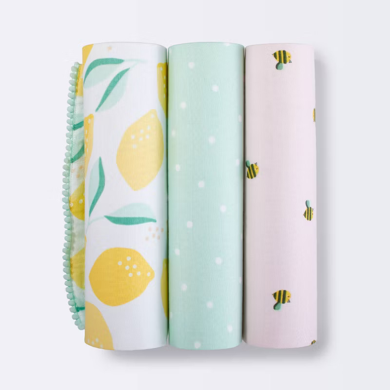Muslin Swaddle Blanket Honeybee 3pk - Cloud Island™ Pink/Yellow | Target