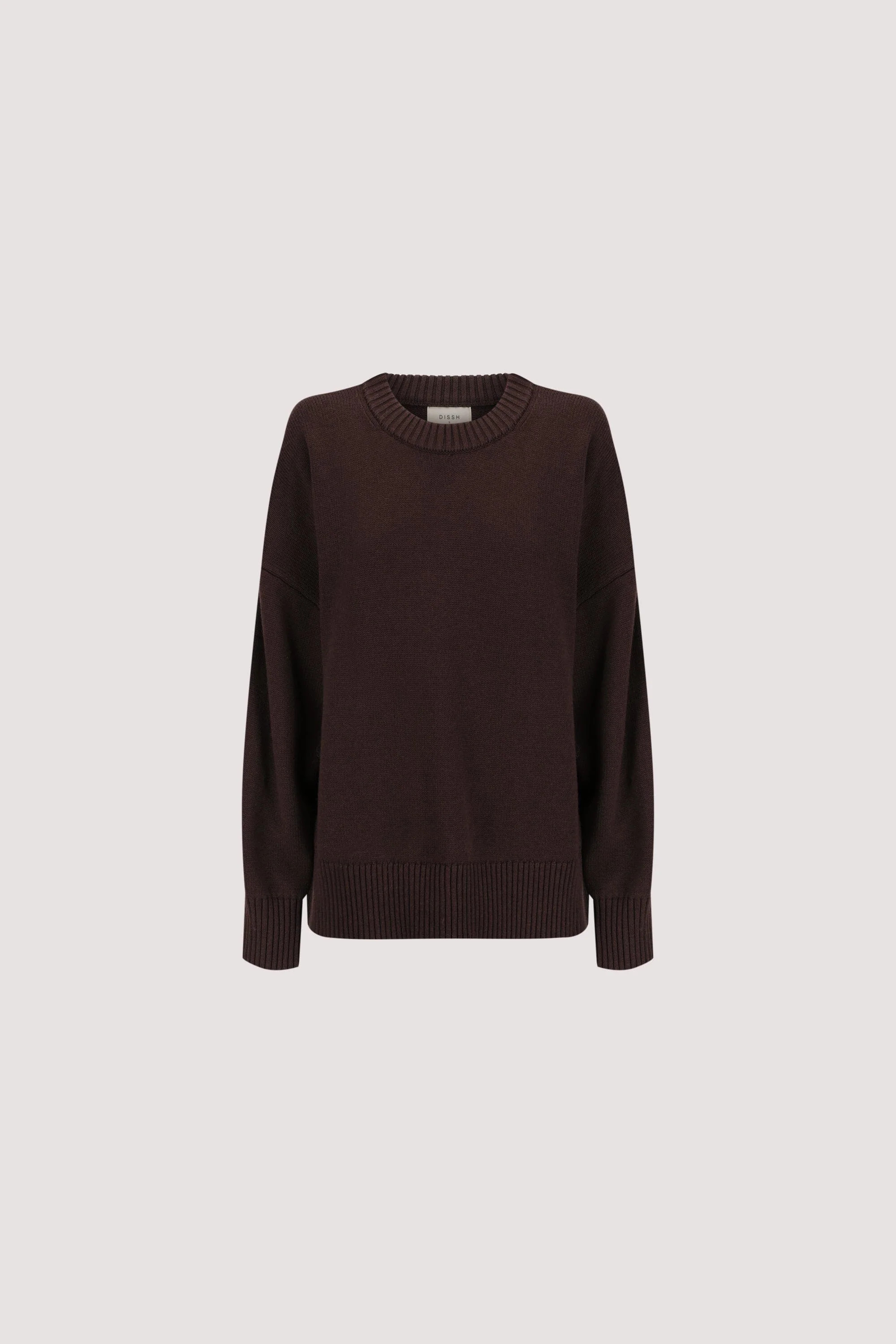 MILA CHOCOLATE CREW NECK KNIT JUMPER | DISSH