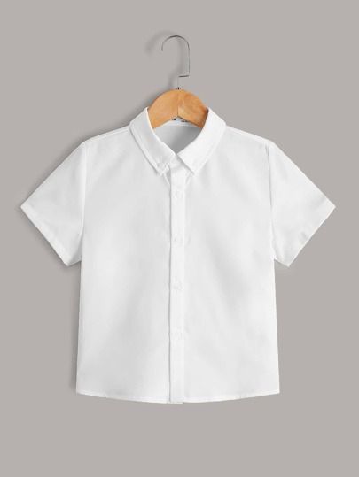 SHEIN Toddler Boys Drop Shoulder Button Front Shirt
   SKU: sk2112138852556220      
          (9... | SHEIN