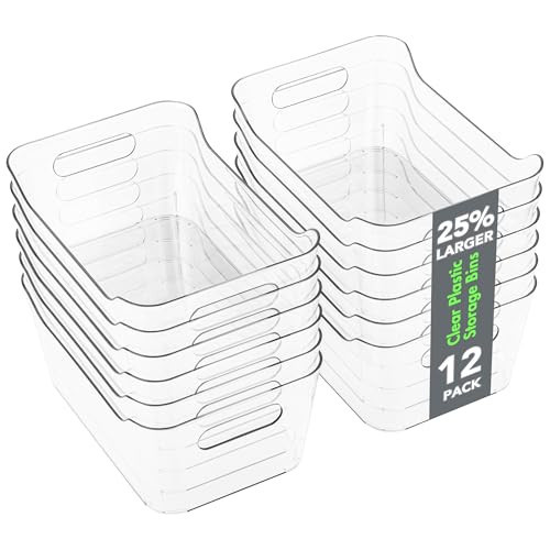 Tiawudi 12 Pack Plastic Storage Bins, Multi-Use Organizer Bins, Pantry Organizer, Clear Storage Containers for Home, Kitchen, Office, Cabinet, Shelf and Fridge Organization | Amazon (US)