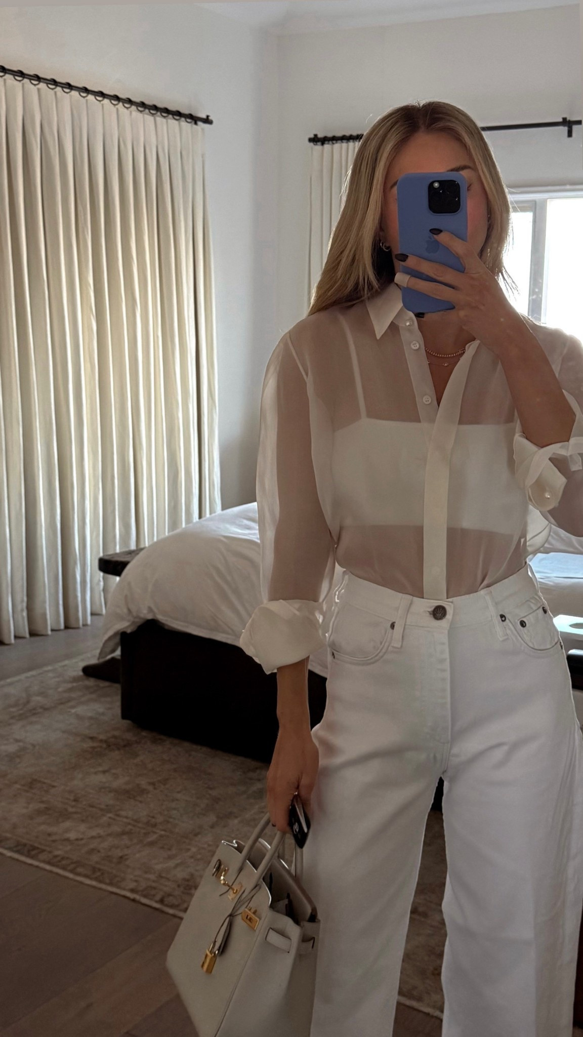 Organza shirt & white jeans 🤍 my shirt is Gabriela Hearst but linked similar! 

 #LTKSummerEdit #LTKSeasonal #LTKStyleTip