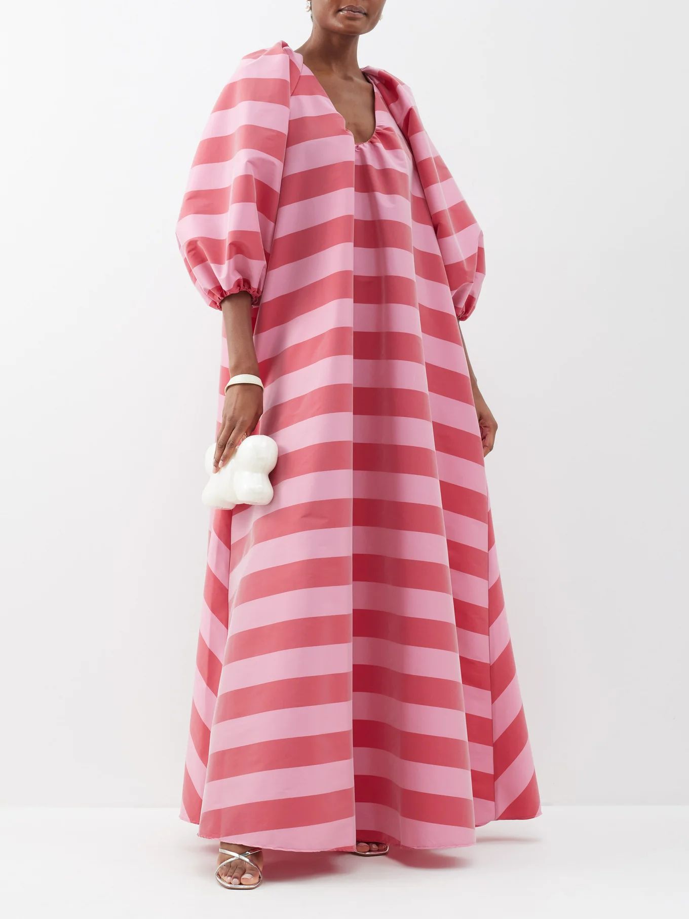 George balloon-sleeve striped taffeta maxi dress | Matches (US)