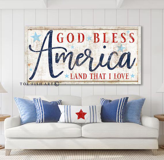 God Bless America Sign Modern Farmhouse Wall Decor 1776 4th of | Etsy | Etsy (US)