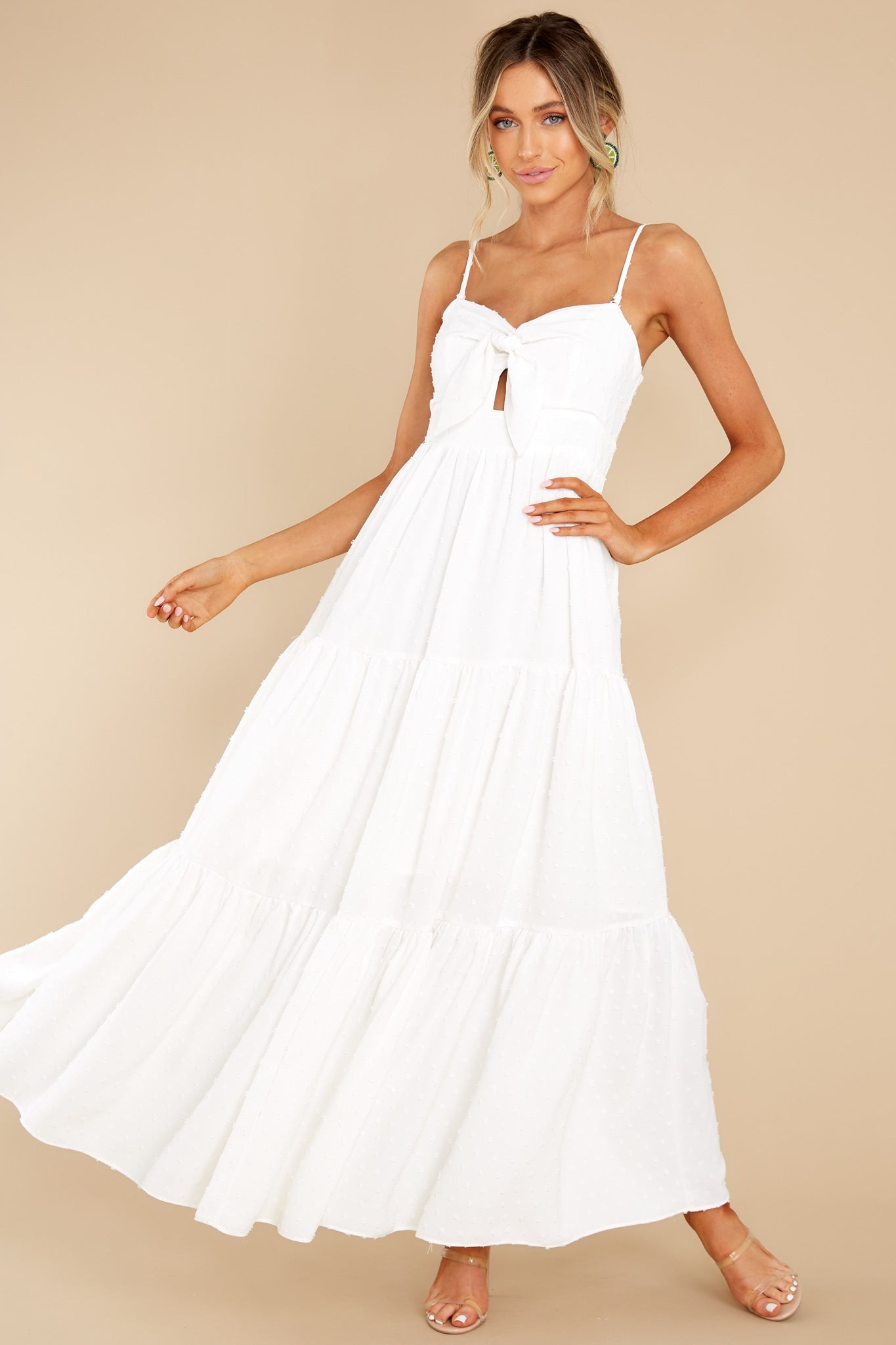 Flow With The Breeze White Maxi Dress | Red Dress 
