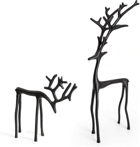 Set of 2 Black Reindeer Statues - 2026 Christmas Decorations - Modern Aluminum Alloy Xmas Figurin... | Amazon (US)
