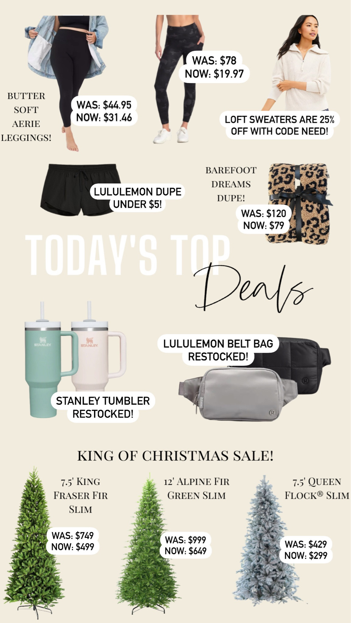 Fall fashion finds 🤩 my butter soft leggings are 30% off & these camo leggings are UNDER $20! Restocked on Stanley tumblers and Lululemon belt bags! Mega sale on King of Christmas trees 🎄! 

#LTKsalealert #LTKSeasonal #LTKHoliday