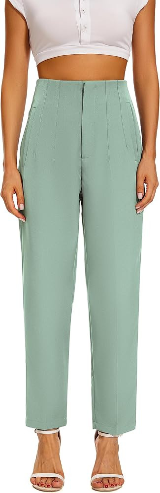 High Waist Dress Pant for Women Business Trousers Work Office Pants with Pockets | Amazon (US)