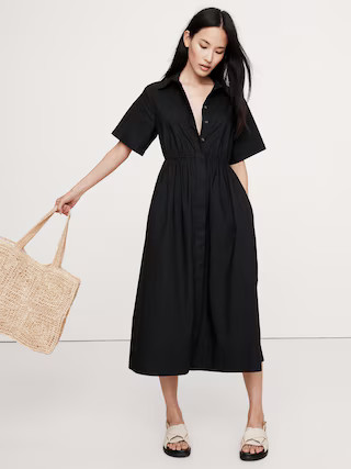 Cotton Poplin Open-Back Shirt Dress | Banana Republic (US)