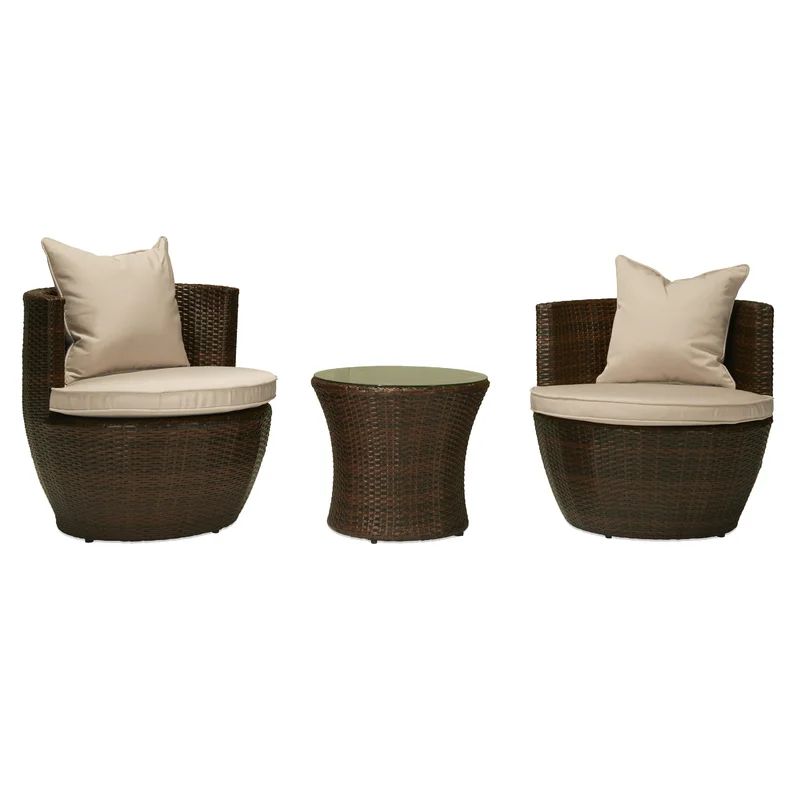 Artique Polyethylene (PE) Wicker 2 - Person Seating Group with Cushions | Wayfair North America