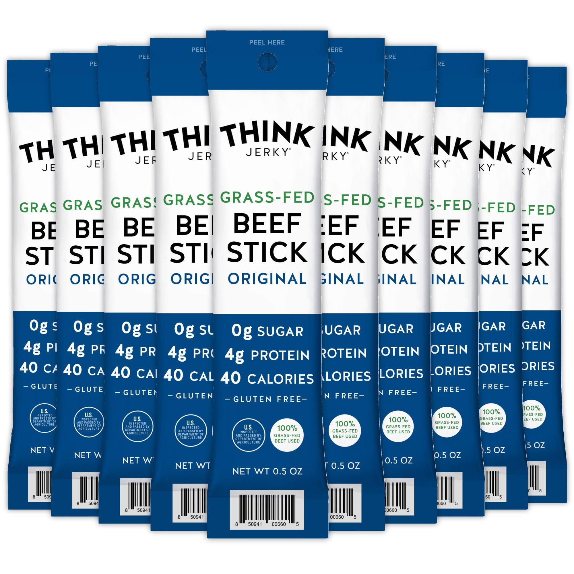 Think Jerky Original Beef Sticks, Gluten and Sugar Free, No Nitrates, Keto Paleo Friendly High Pr... | Amazon (US)
