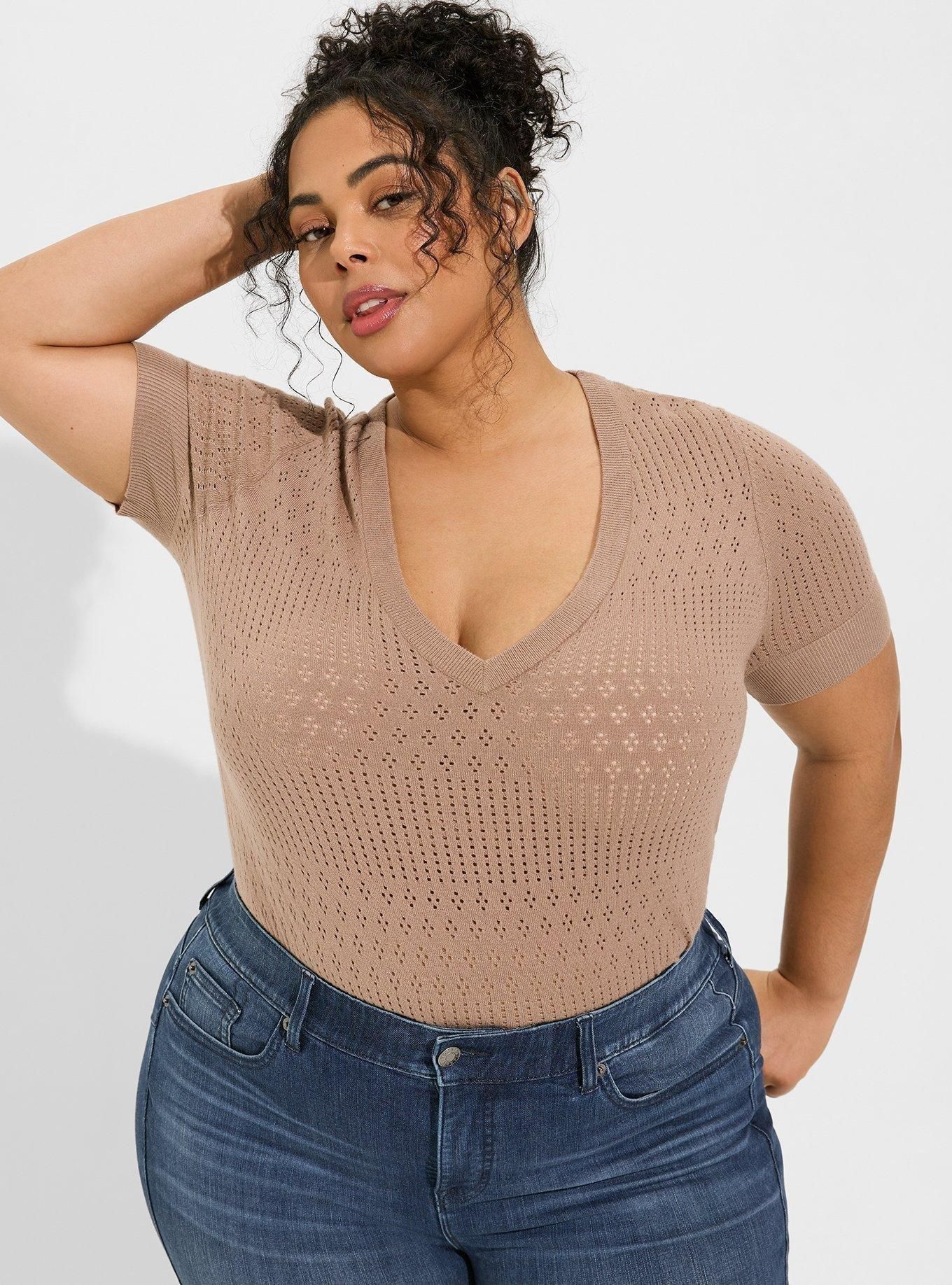 Everyday Soft Pointelle Pullover V-Neck Sweater | Torrid (US & Canada)