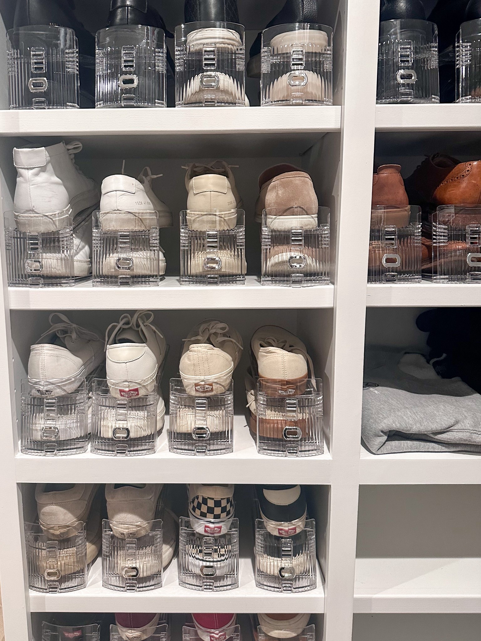 Closet shoe organizers 

• Amazon finds, acrylic shoe holders, home organizing 