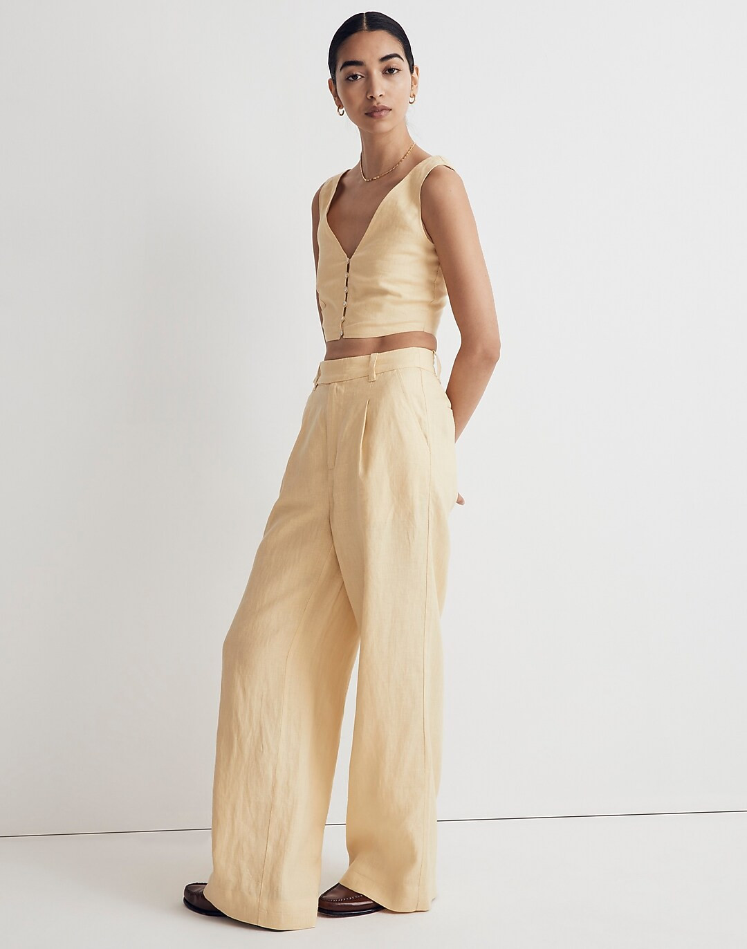 The Harlow Wide-Leg Pant in 100% Linen | Madewell