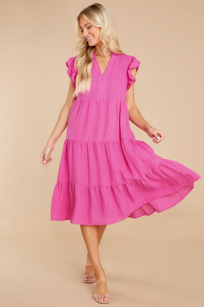 Meaningful Ways Fuchsia Midi Dress | Red Dress 