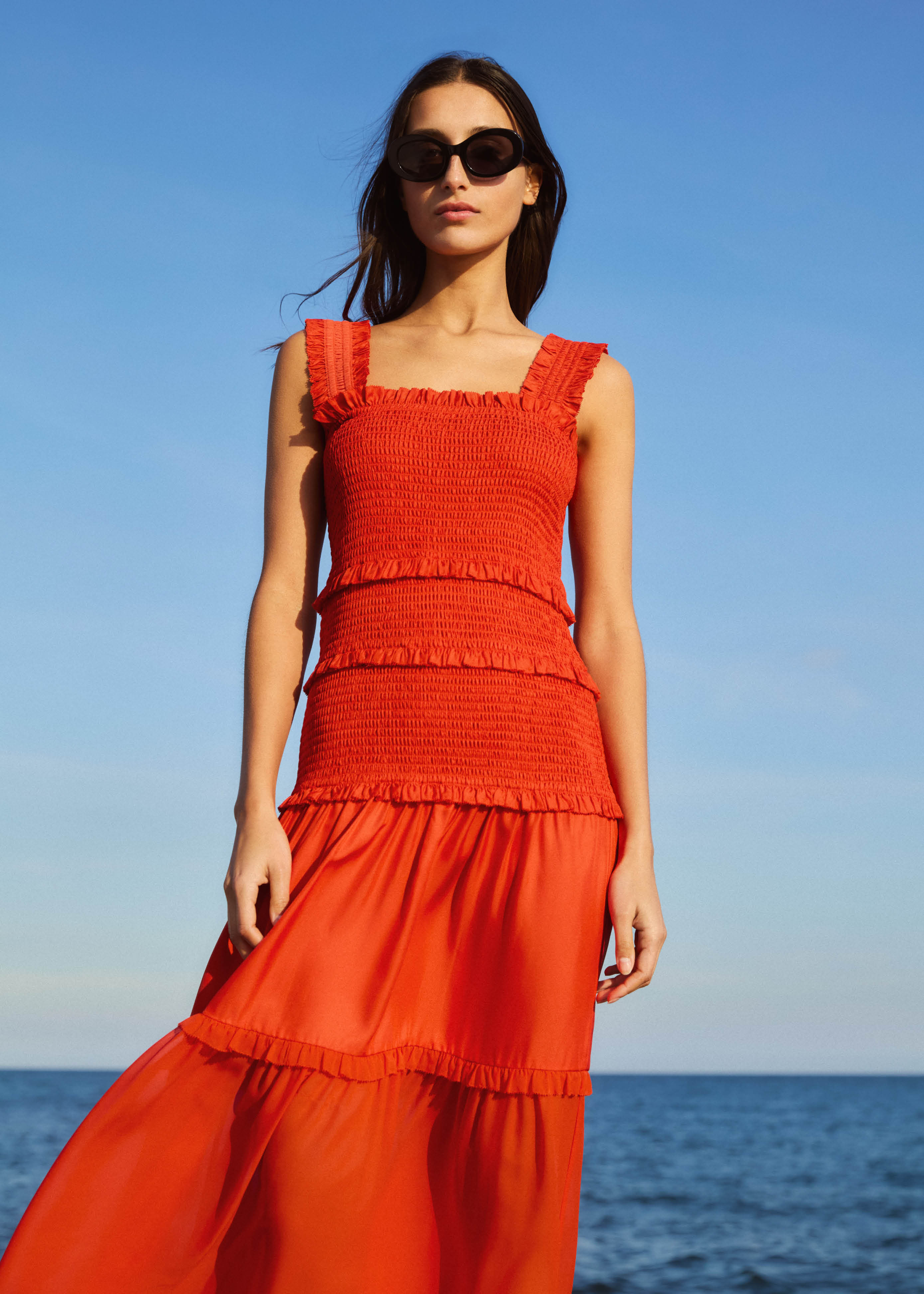 Silk-Blend Shirred Full-Length Dress + Strap Silk-Blend Twill | ME+EM Global (Excluding US)