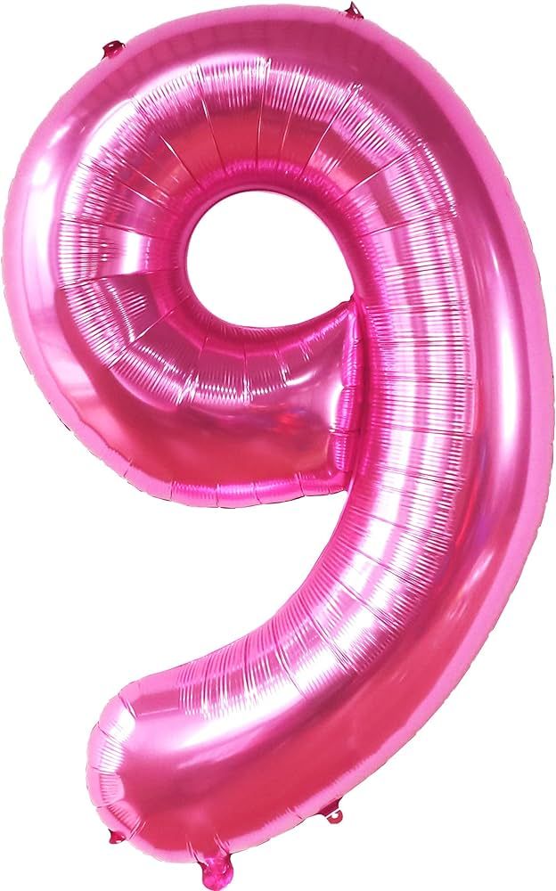 KatchOn, Giant Pink Number 9 Balloon - 40 Inch | Hot Pink 9 Balloon | 9 Birthday Balloon for 9 Bi... | Amazon (US)