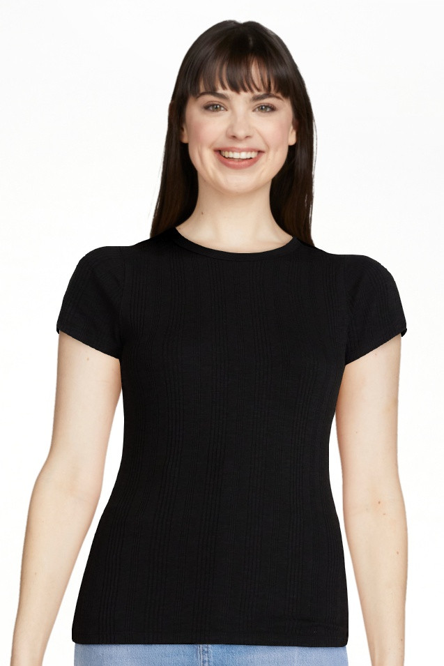 Scenario Women's Variegated Rib Tee with Short Sleeves, Sizes XS-XXXL | Walmart (US)