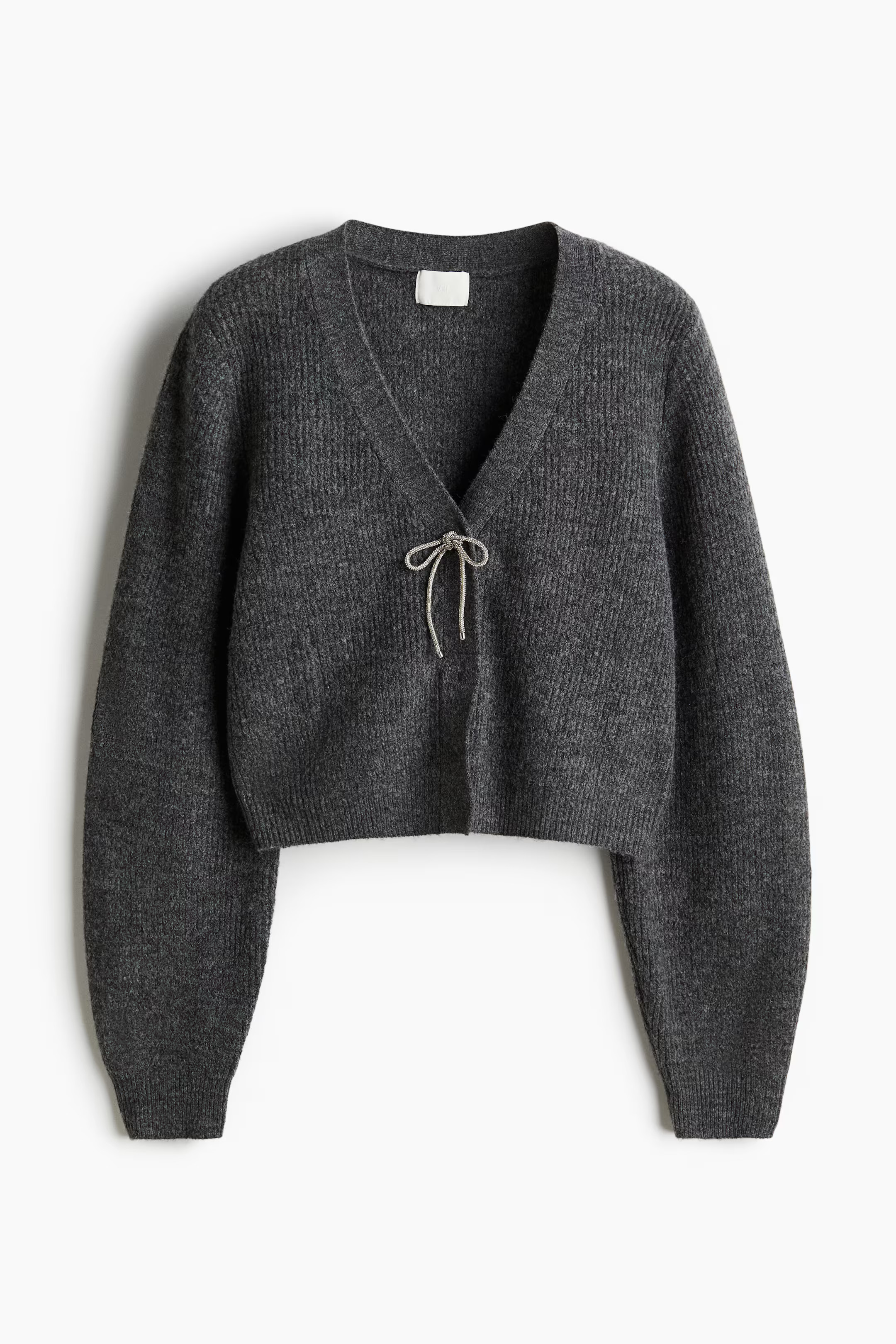 Bow-Detail Rib-Knit Cardigan - Cream - Ladies | H&M CA | H&M (US + CA)