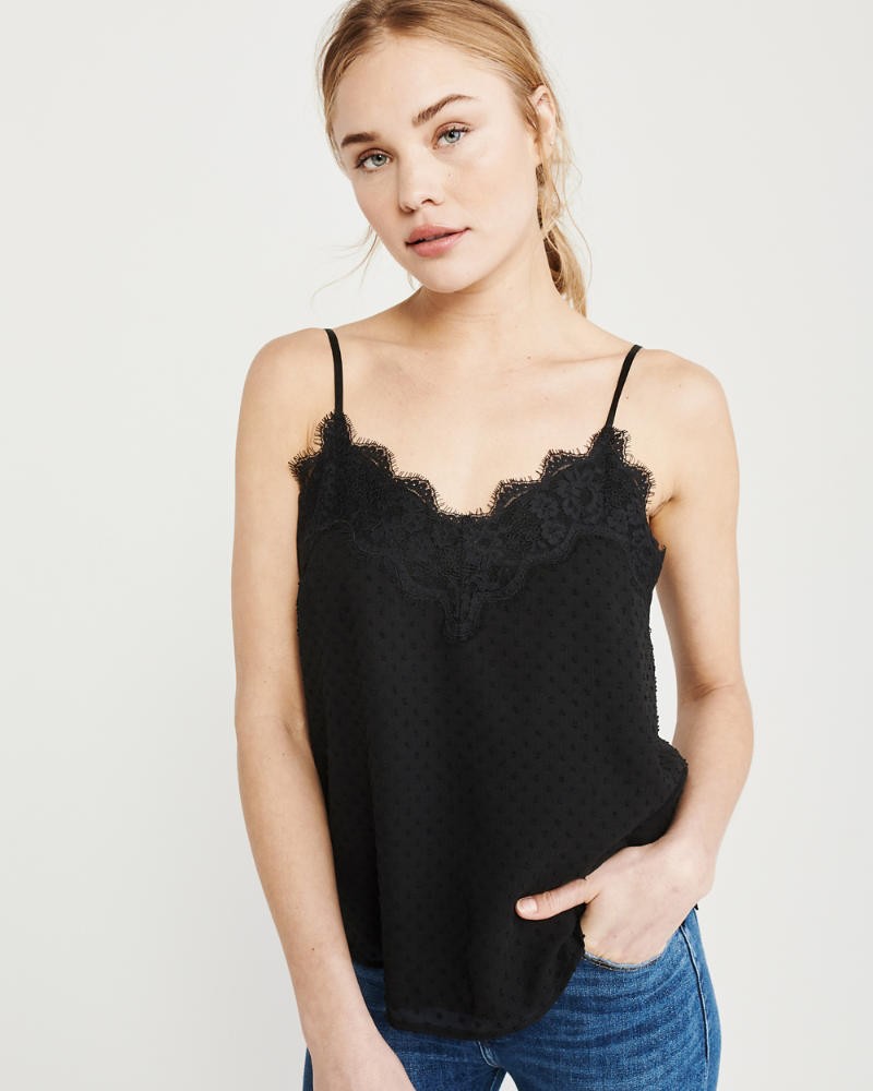 Womens Lace-Trim Clipdot Cami | Womens Tops | Abercrombie.com | Abercrombie & Fitch US & UK