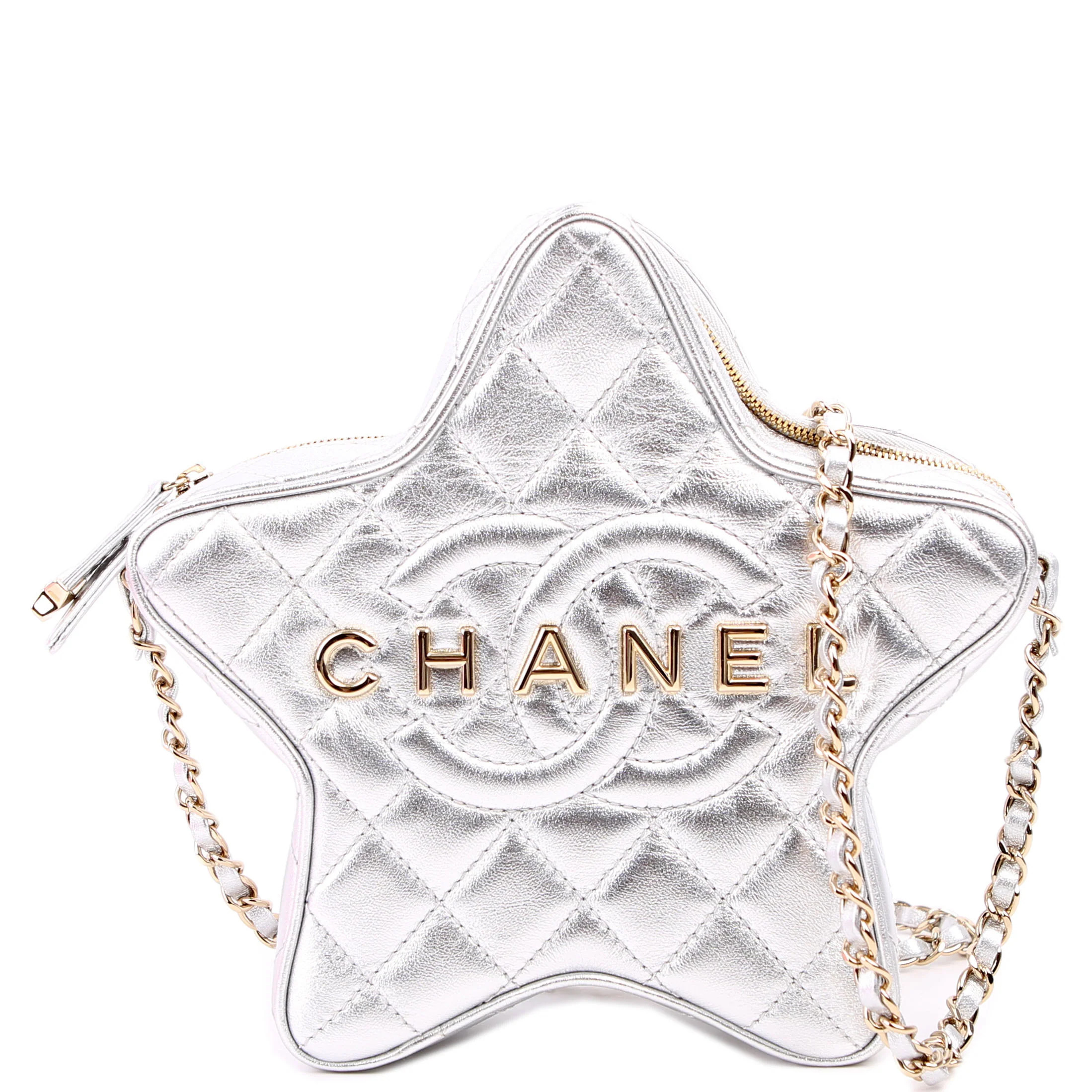 Walk Of Fame Star Bag Metallic Lambskin RFID Silver | Keeks Designer Handbags