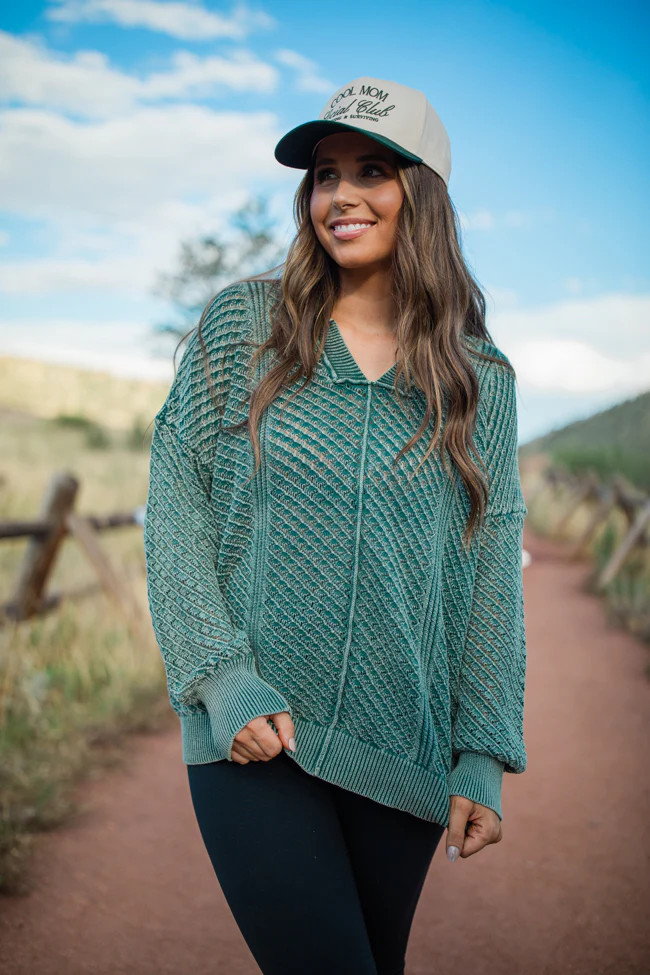 Sarah Olive Acid Wash Sweater Emily Fauver X Pink Lily | Pink Lily