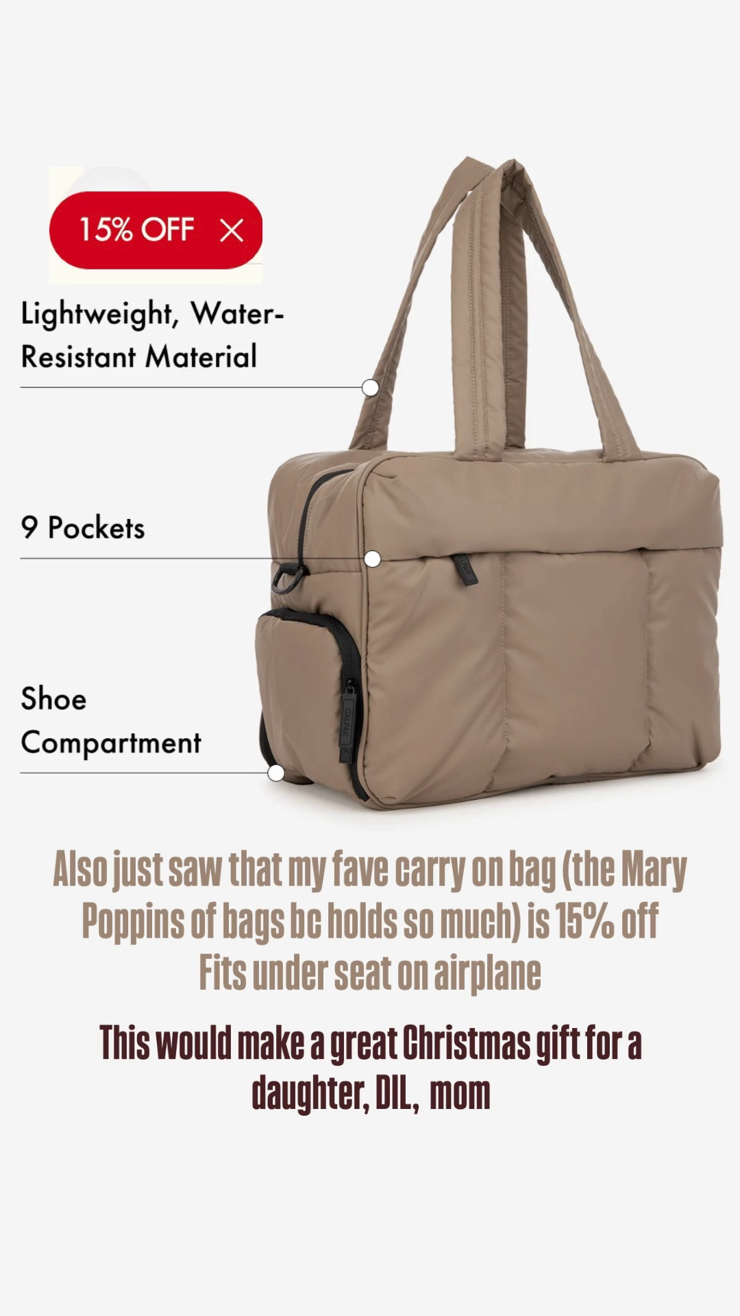 25% off the GOAT of all carry ons! 

Great Christmas gift idea for your daughter or daughter-in-law or your mom 
@CALPAK￼