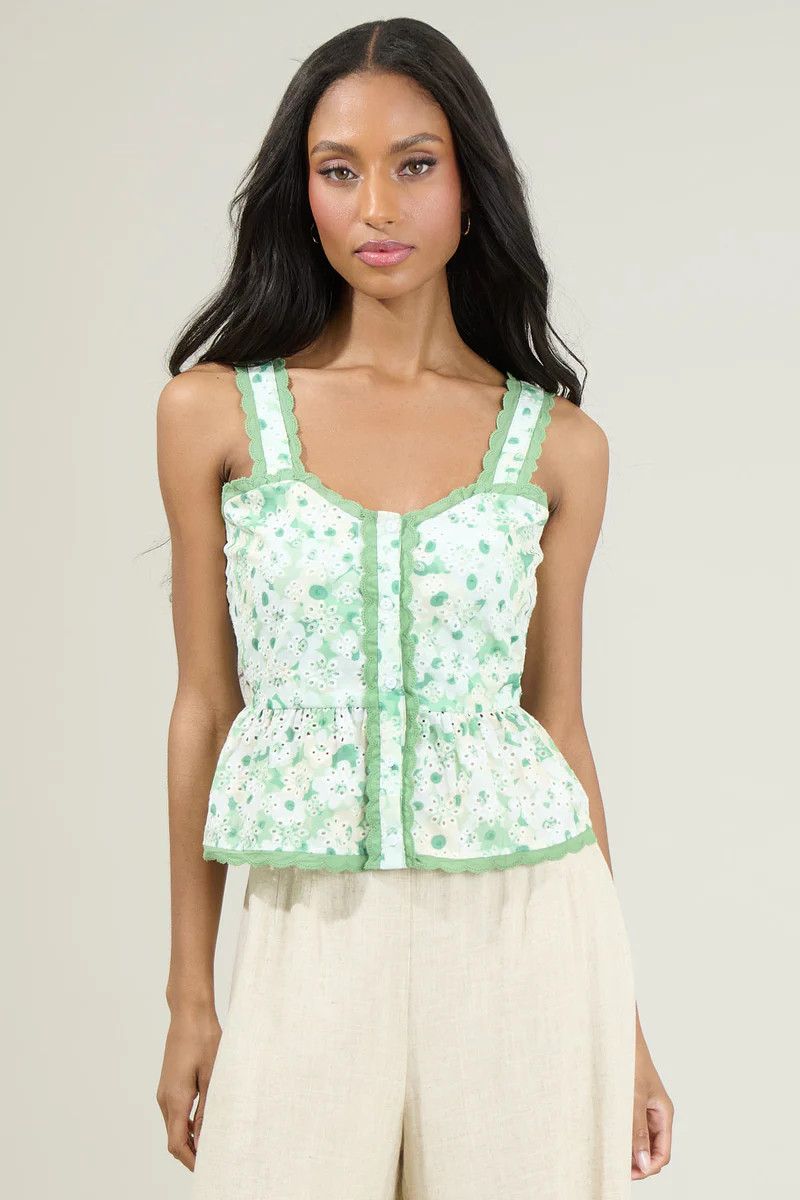Baine Embroidered Button Up Top | Sugarlips