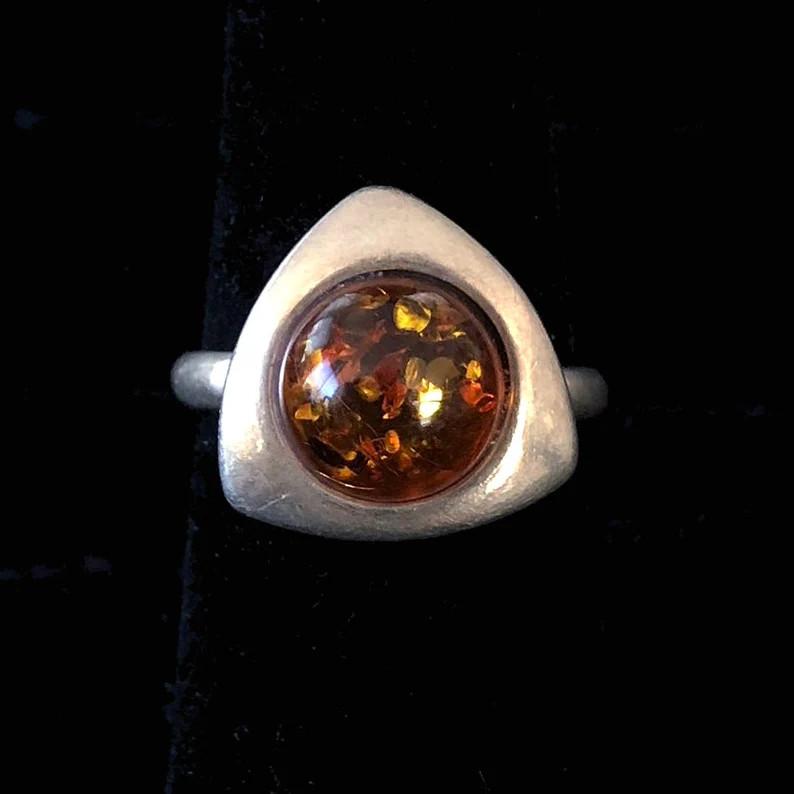 Vintage Natural Cognac Flower Baltic Amber 925 Sterling Silver - Etsy | Etsy (US)