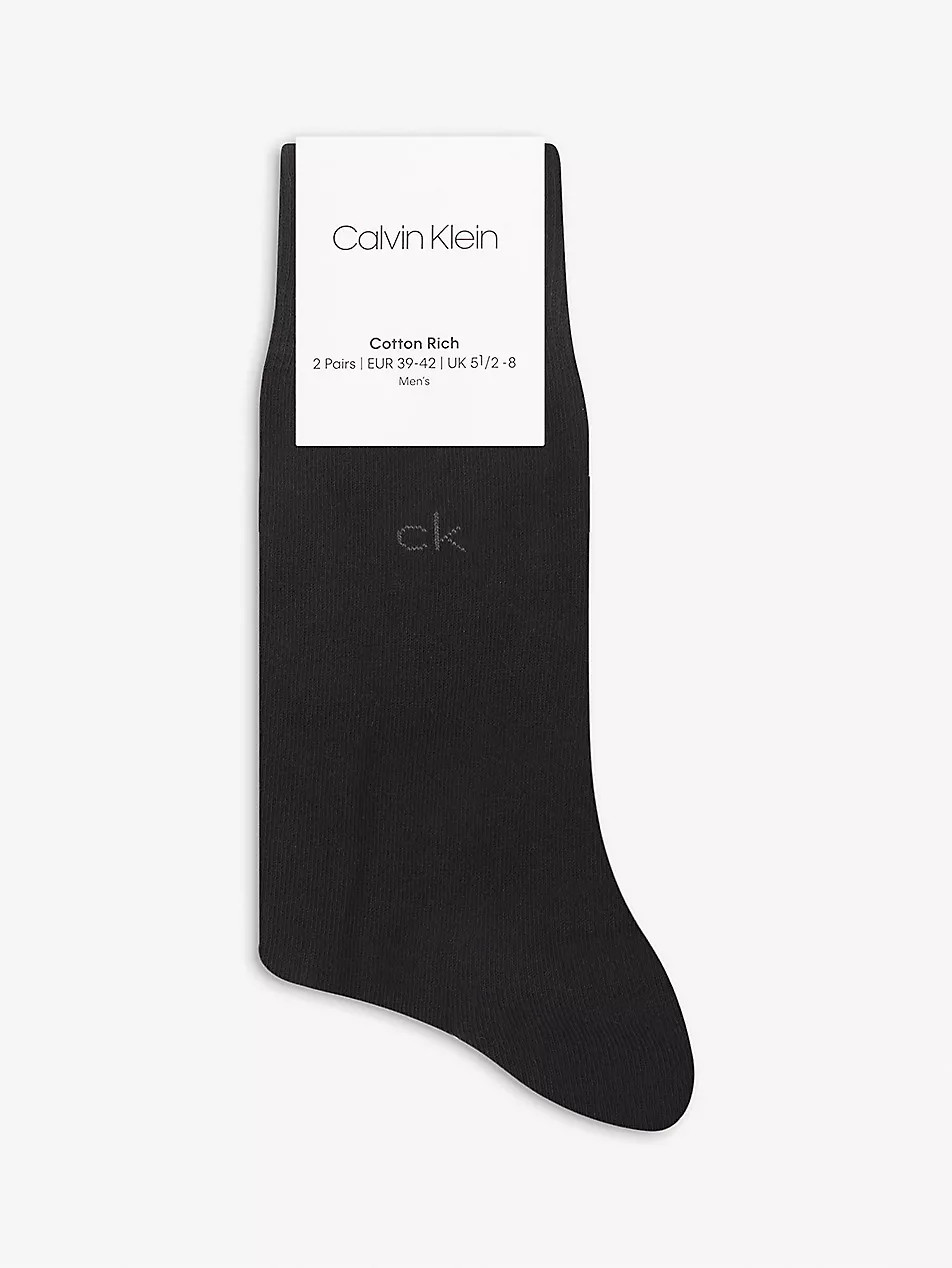 CALVIN KLEIN Logo-embroidered cotton-blend socks pack of two | Selfridges