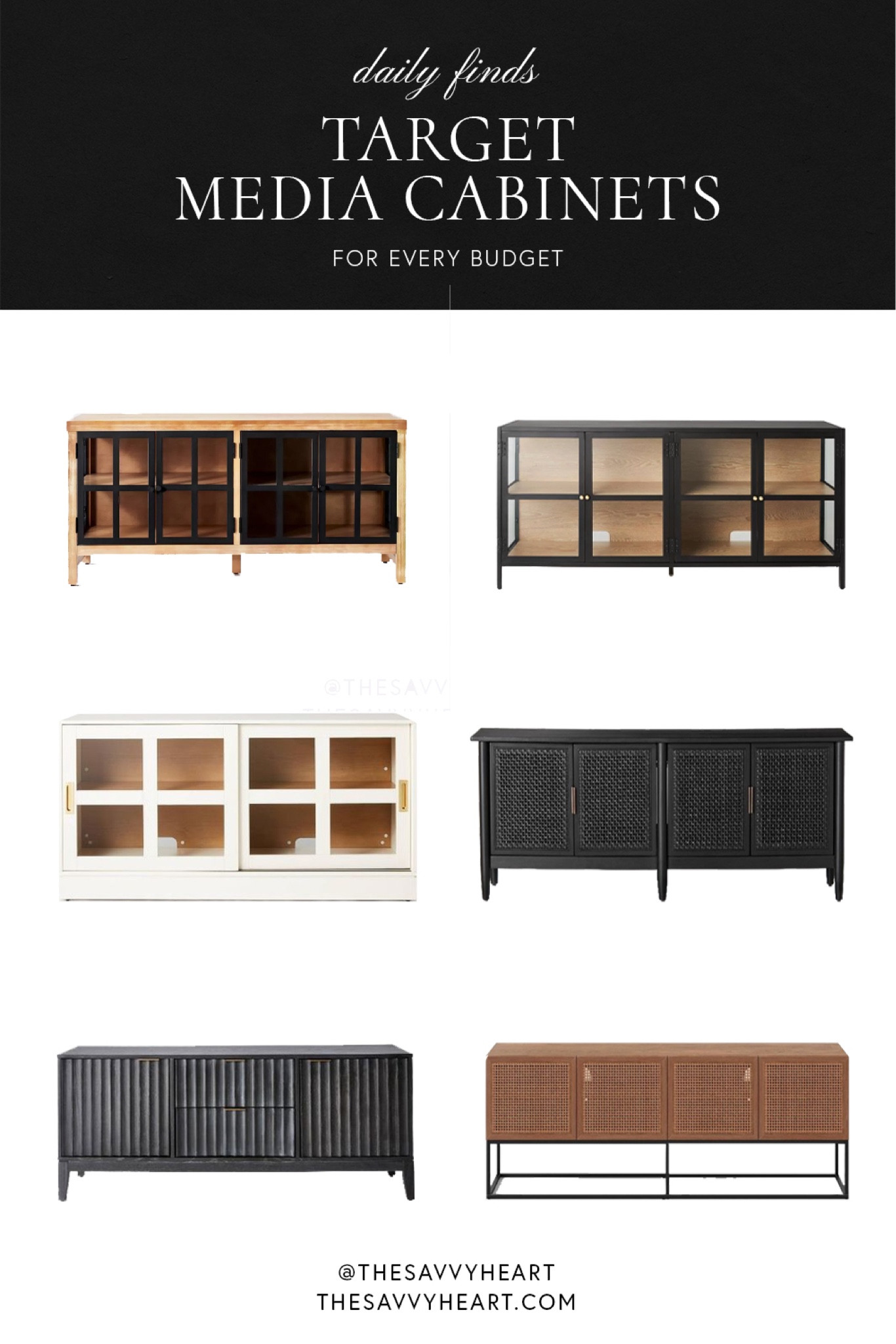 Target finds! Credenza in media cabinets for a modern and contemporary home. Would, black, white, cane, glass cabinets.

#LTKhome #LTKFind
