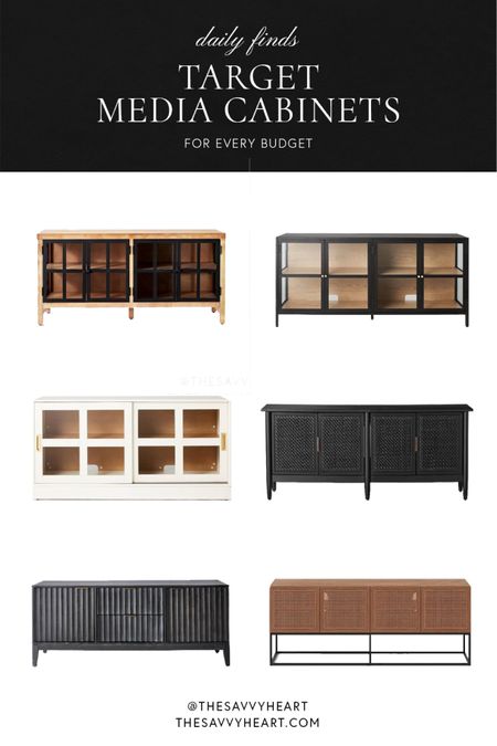 Target finds! Credenza in media cabinets for a modern and contemporary home. Would, black, white, cane, glass cabinets.

#LTKhome #LTKFind