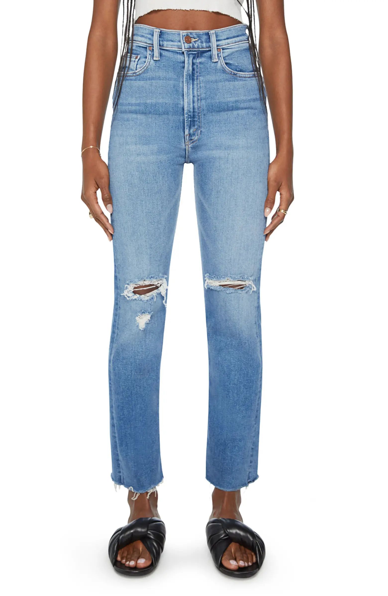The Rider Ripped High Waist Ankle Straight Leg Jeans | Nordstrom
