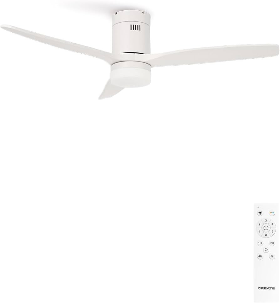 CREATE / WINDCALM M/Deckenventilator ABS mit Beleuchtung Wei\u00df mit Fernbedienung / 40W, Leise... | Amazon (DE)