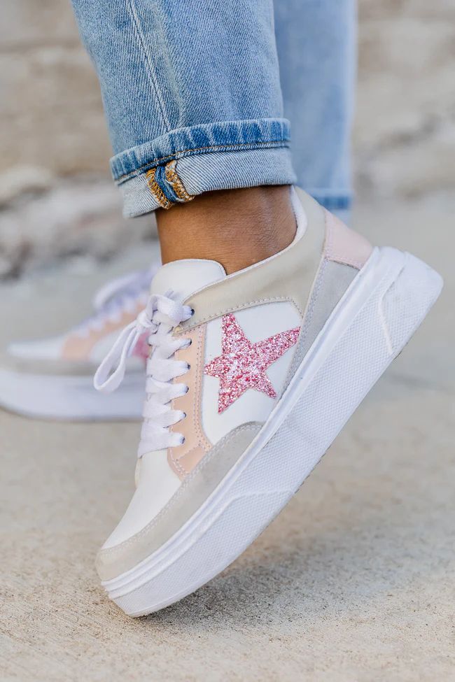 Cleo Pink And Rose Gold Star Sneakers | Pink Lily