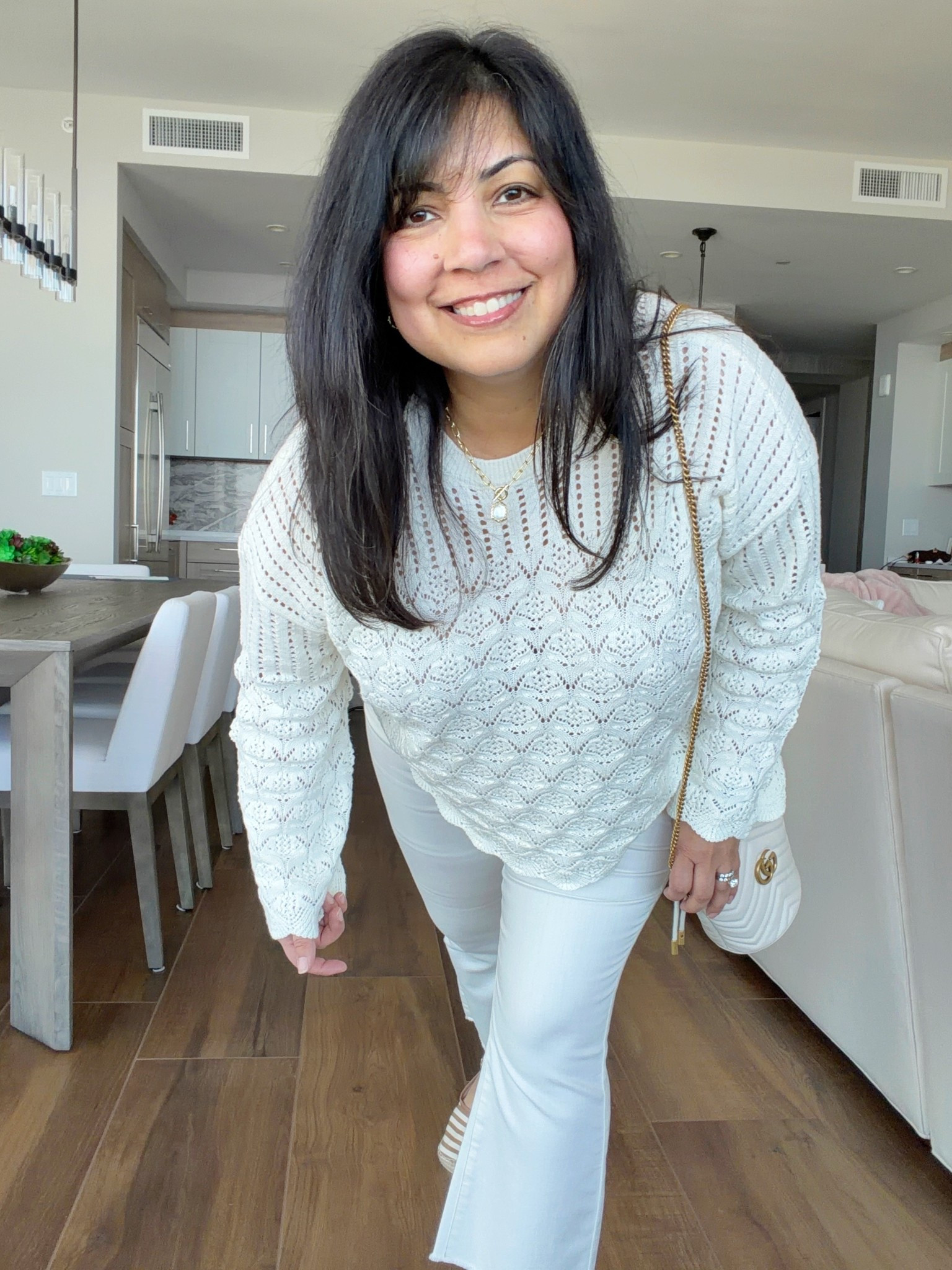 It’s officially spring and this monochromatic look is perfect for transitioning to warmer weather. This is my first time trying @NYDJ jeans and these mini bootcut ankle jeans are such a dream, especially for a midsize petite frame with lots of curves! If you’re shaped anything like me, you know it’s tough to find off-white or ecru jeans that are comfortable, stretchy, flattering and not see-through. These are a winner on all fronts and they come in petite sizes too! This style and silhouette literally sculpts your curves and there’s a slimming panel across the front that does such a good job holding you in too. And this Pointelle sweater is so pretty! Love  all of the sweet feminine details. It’s really light and airy so I know it’ll feel good in the warmer weather and the scallop edges and flared sleeves add the cutest touch! If you struggle with finding well-fitting jeans for your size and frame, try these! They’re really good! And if you’ve been around here for a while, you know I’m pretty picky about jeans and very selective about styles and brands I recommend!

NYDJ Pointelle sweater size large and jeans size 12 Petite. Anthropologie striped espadrilles. Gucci bucket bag. Kendra Scott necklace. 

#LTKPetite #LTKOver40 #LTKootd