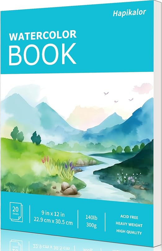 Hapikalor Watercolor Paper Pad, 9"x12" Water Color Paper, 140lb/300gsm Teal | Artist Painting Dra... | Amazon (US)