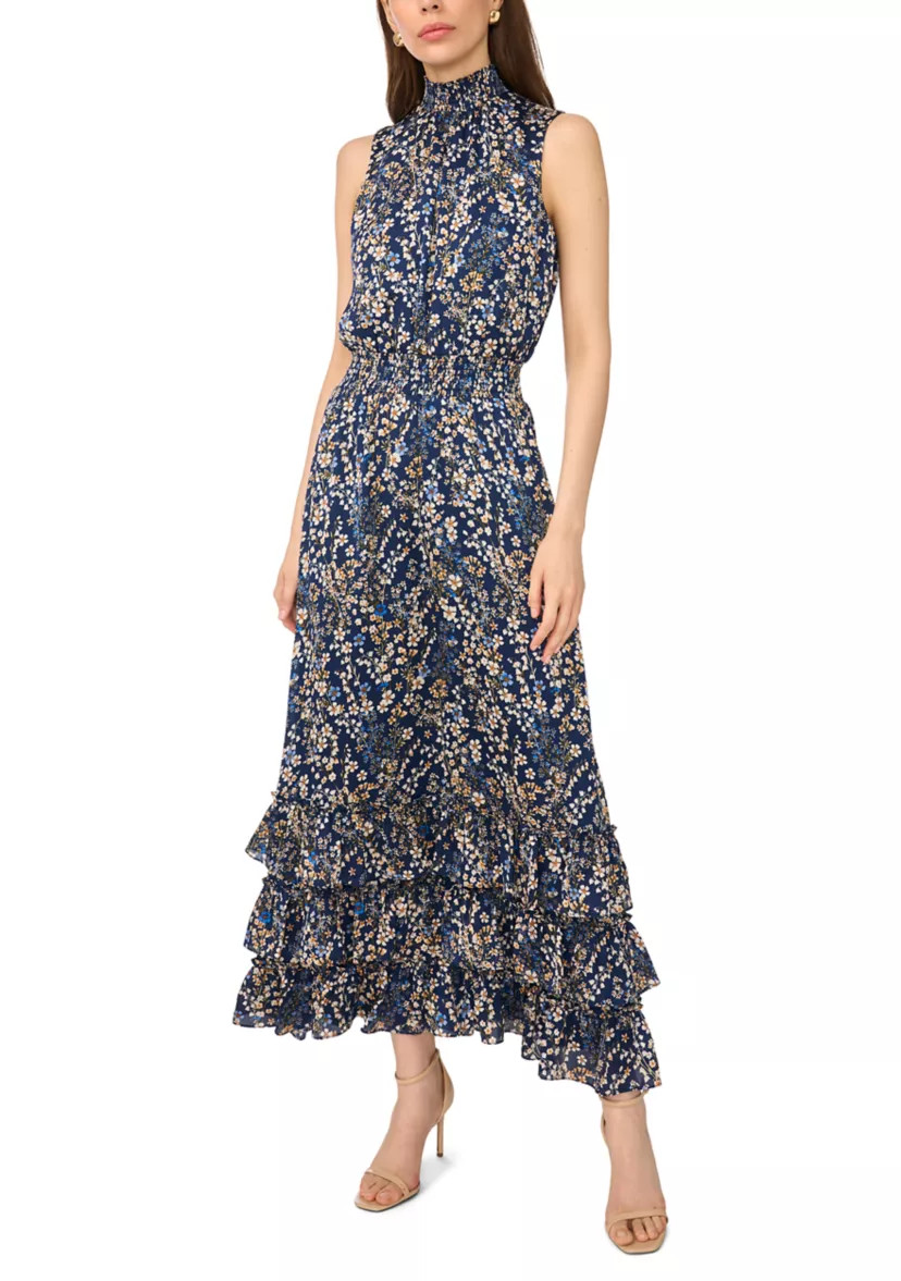 Women's Sleeveless Printed Satin Maxi Dress | Belk