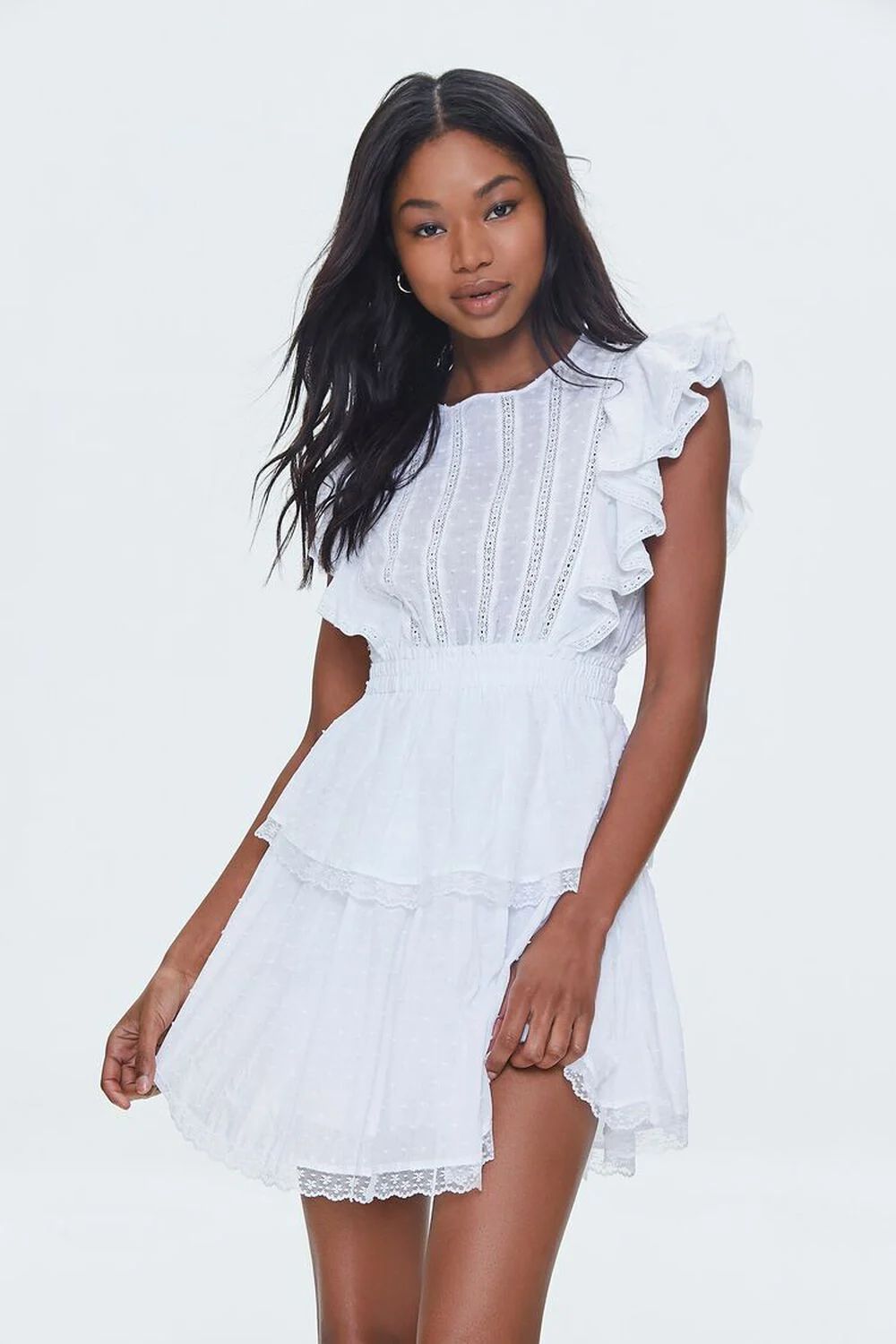 Clip Dot Lace Ruffled Mini Dress | Forever 21 (US)