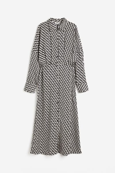 Shirt Dress - Black/white patterned - Ladies | H&M US | H&M (US + CA)