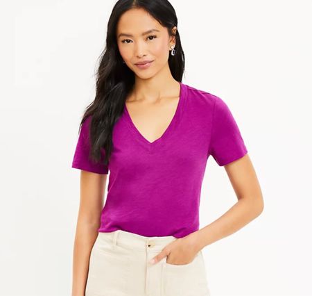 Perfect basic tee in fun spring colors, now #onsale! #vnecktee #springstyle #basics #ltkunder25 

#LTKsalealert #LTKSeasonal #LTKunder50