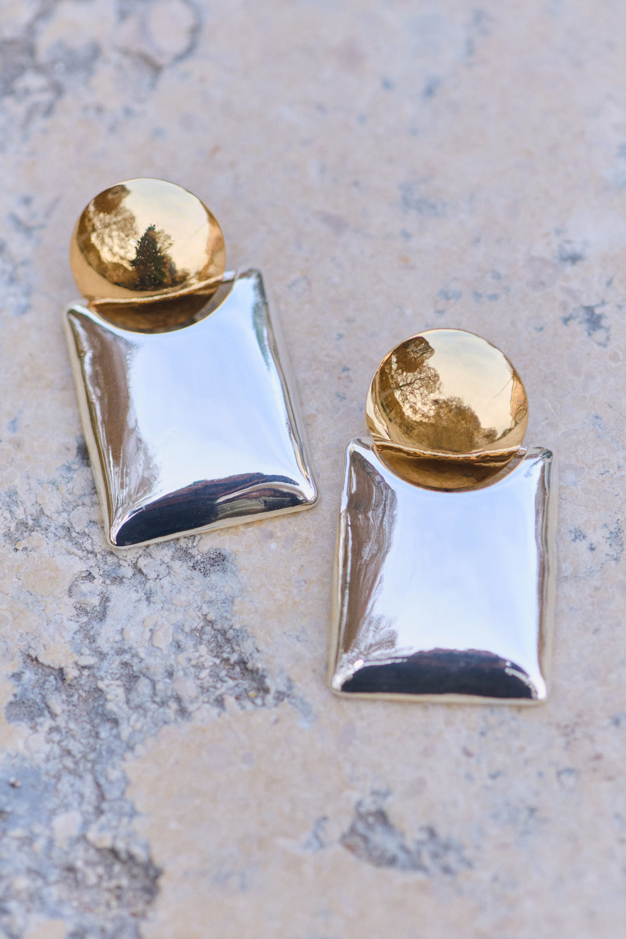 Two-tone earrings - Silver-coloured/Gold-coloured - Ladies | H&M GB | H&M (UK, MY, IN, SG, PH, TW, HK)