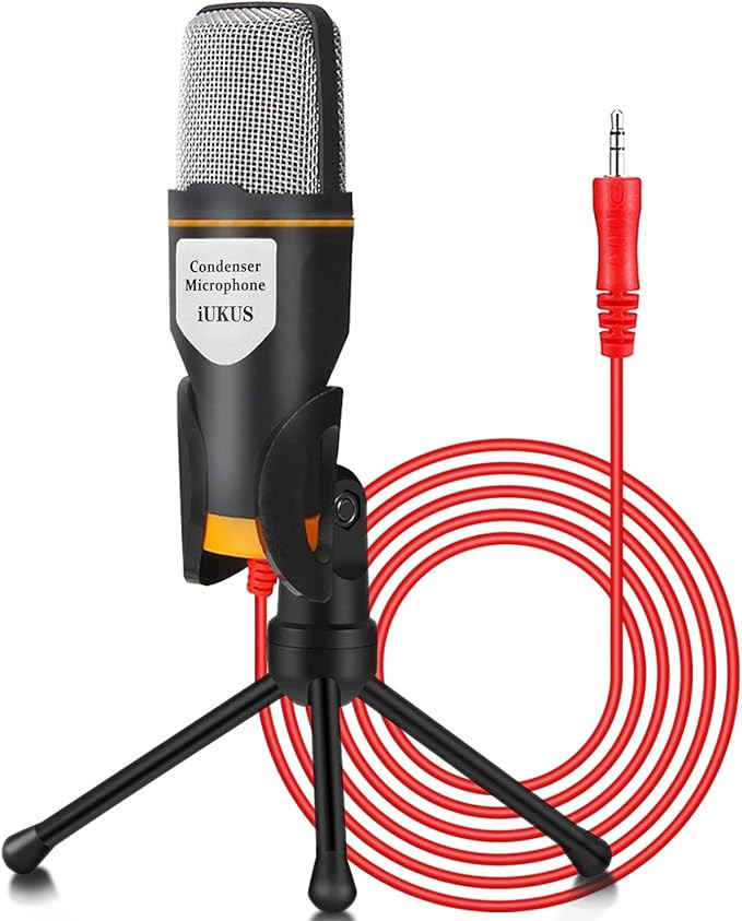 iUKUS PC Microphone with Mic Stand, Professional 3.5mm Jack Recording Condenser Microphone Compat... | Amazon (US)