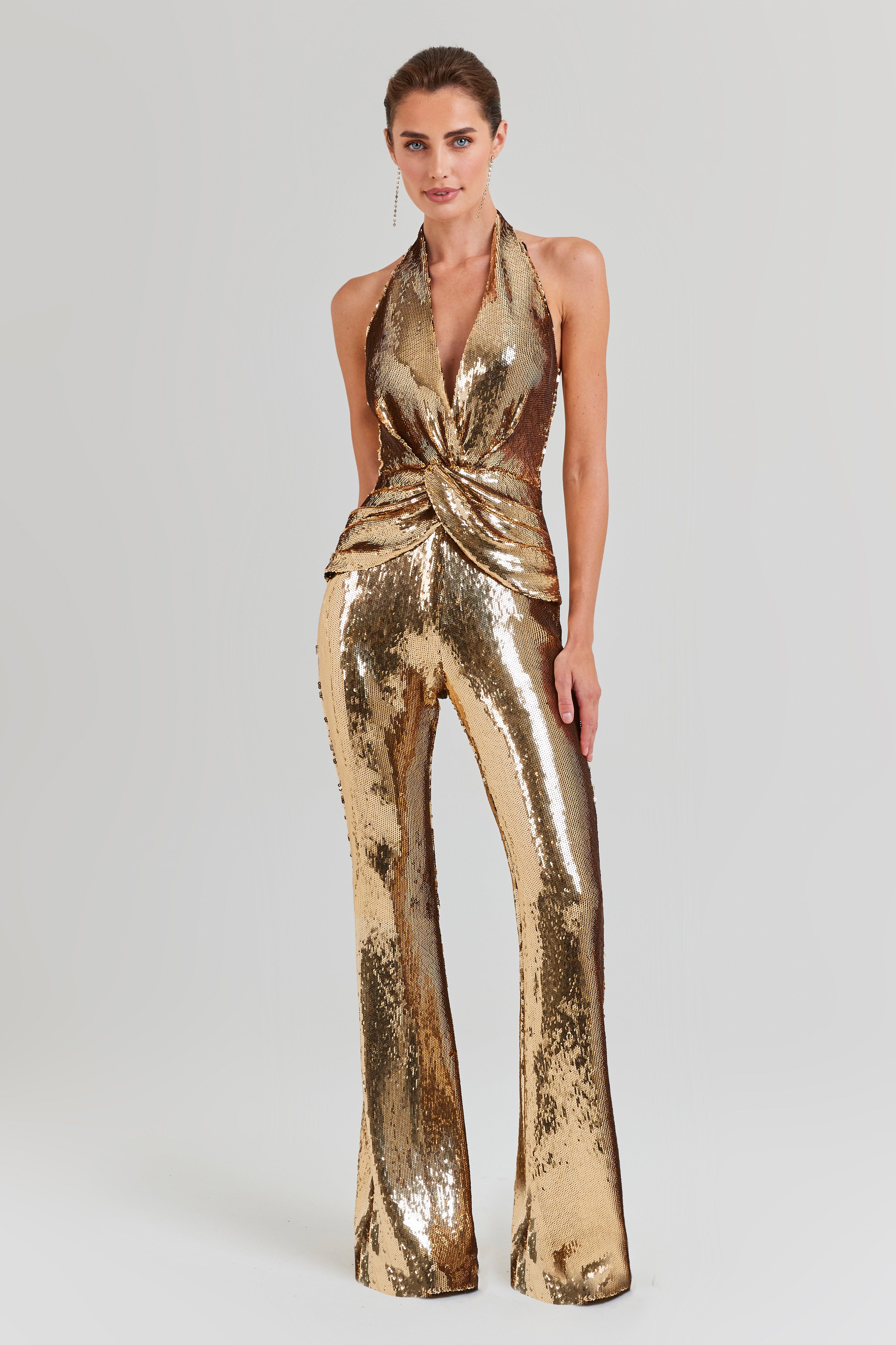 Tianna Gold Jumpsuit | Nadine Merabi