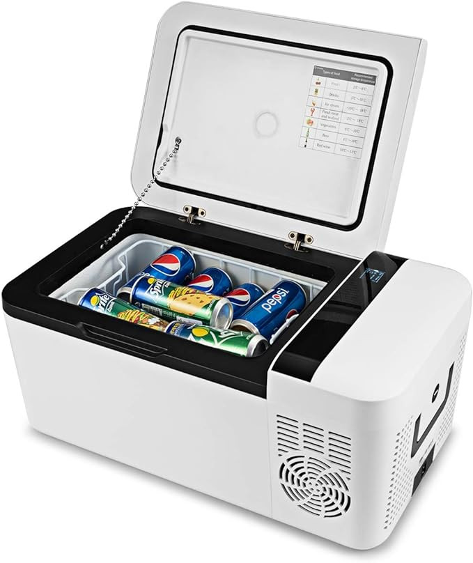 COSTWAY Compact Car Freezer, Portable Travel 12V Fridge, with Compressor, Double Handles, LCD Dis... | Amazon (US)