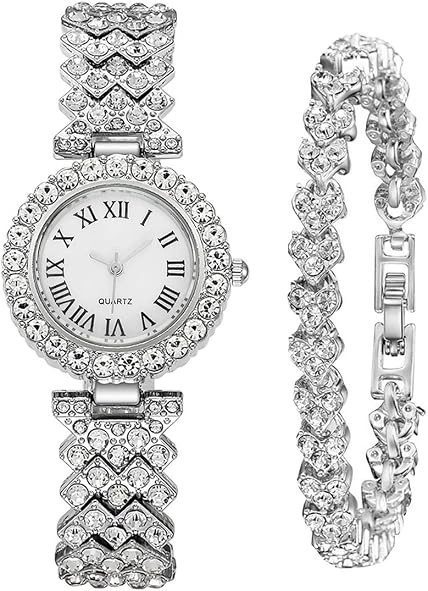 Women Diamond Watchs Luxury Fashion Ladies Bangle Bracelet Set Wrist Watch Female Dress Watch | Amazon (US)