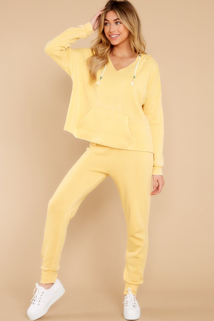 Cuddle Me Crazy Sunflower Yellow Hoodie | Red Dress 