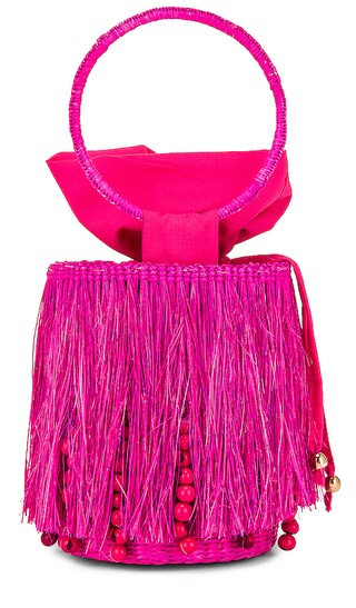 Frayed Mini Bucket Bag in Fuxia | Revolve Clothing (Global)