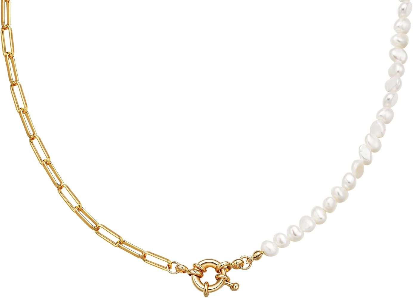 KCS Dainty Gold Choker Necklace 18K Gold/Silver Plated Handmade Herringbone Snake Chain Twisted F... | Amazon (US)